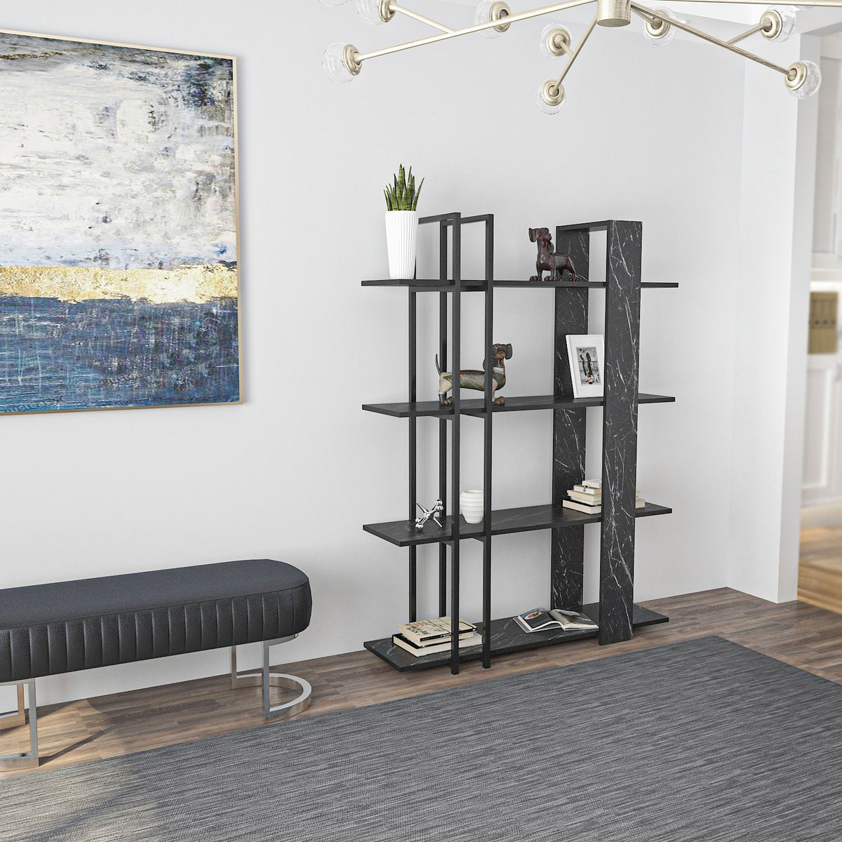 Βιβλιοθήκη 120 × 31 × 160 εκ. Bendire Μαύρο GR875ZNA3670