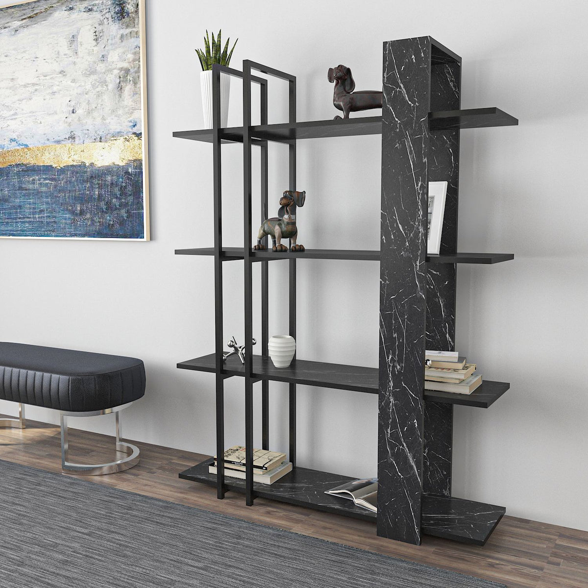 Βιβλιοθήκη 120 × 31 × 160 εκ. Bendire Μαύρο GR875ZNA3670
