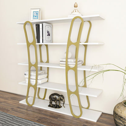 Βιβλιοθήκη 120 × 25 × 120 εκ. Λευκό Χρυσό GR875ZNA4503