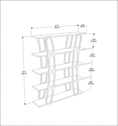Βιβλιοθήκη 120 × 25 × 120 εκ. Λευκό Χρυσό GR875ZNA4503