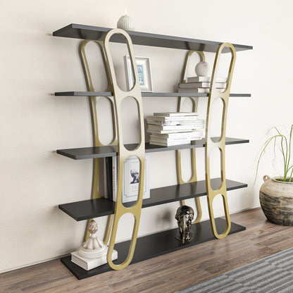 Βιβλιοθήκη 120 × 25 × 120 εκ. Μαύρο Χρυσό GR875ZNA4505