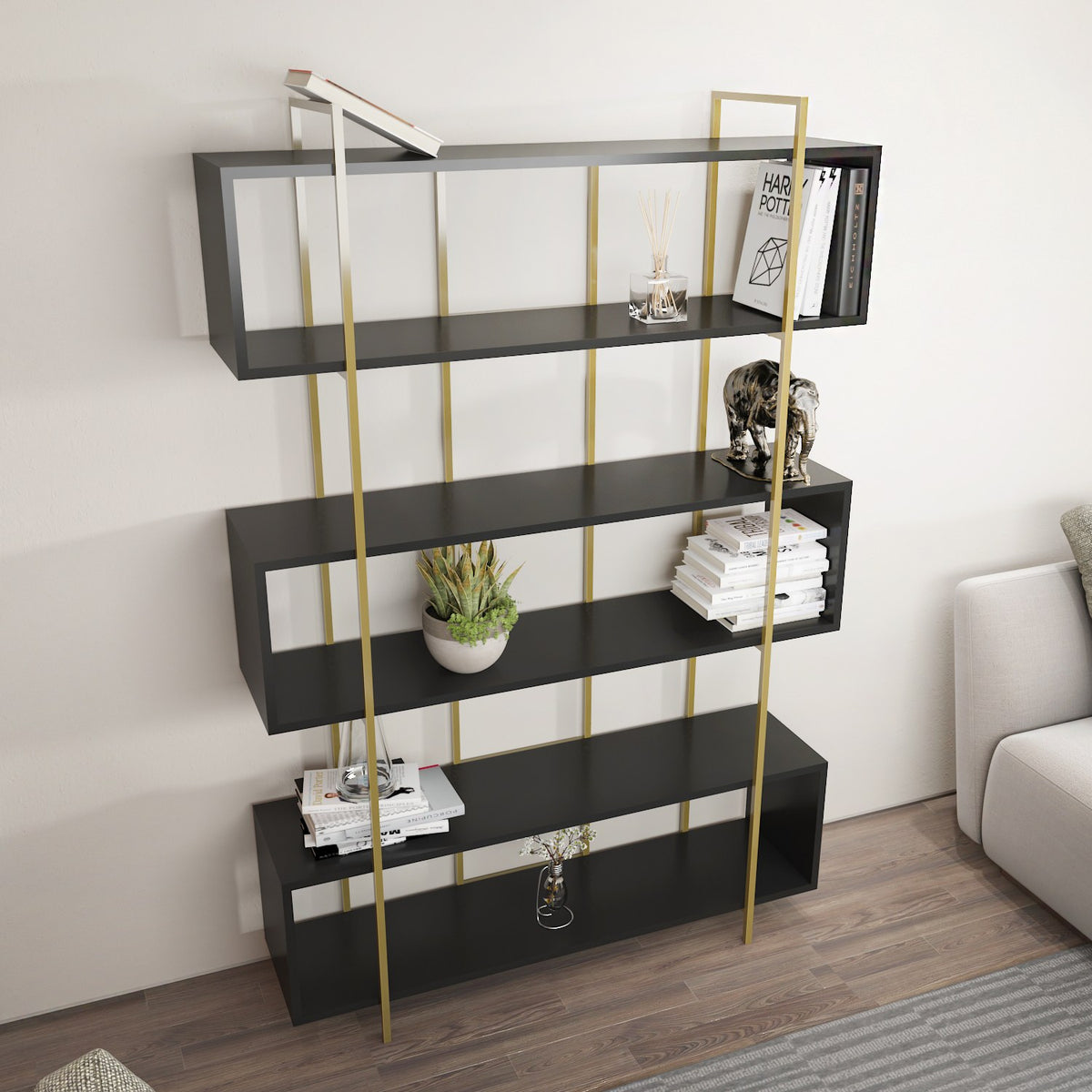 Βιβλιοθήκη 120 × 29,6 × 180 εκ. Ανθρακί Χρυσό GR875ZNA4509