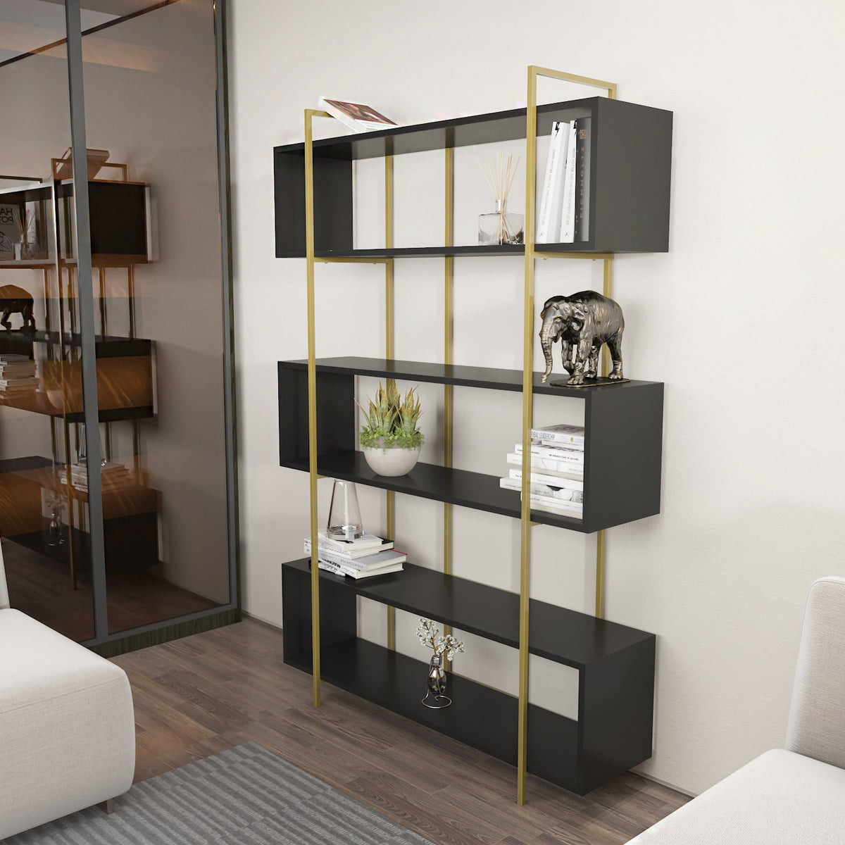 Βιβλιοθήκη 120 × 29,6 × 180 εκ. Ανθρακί Χρυσό GR875ZNA4509