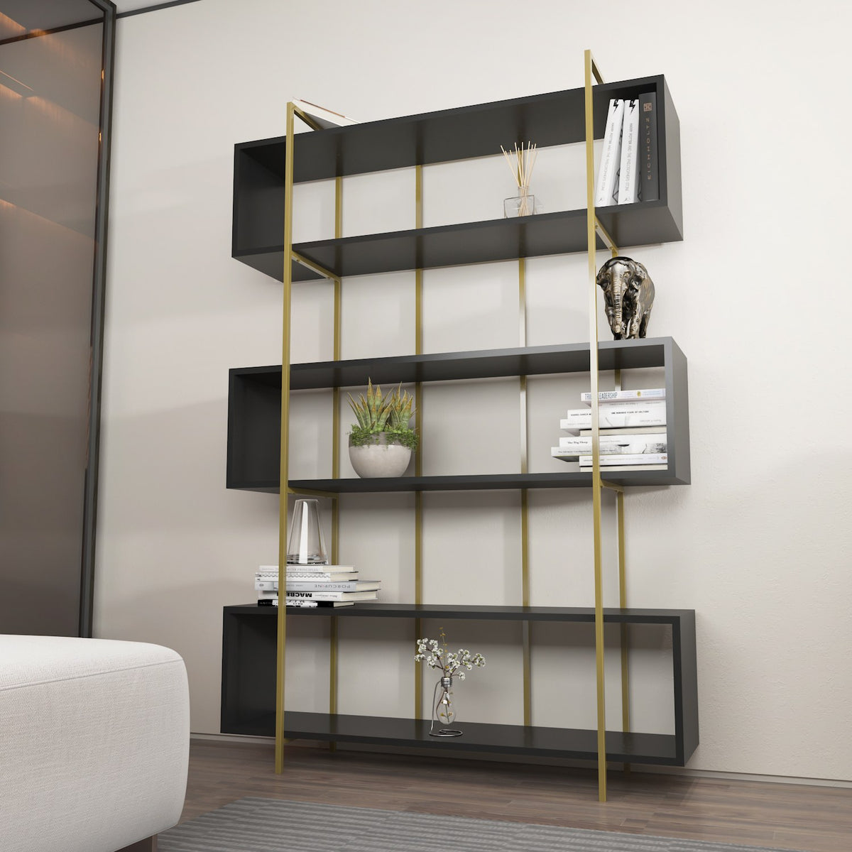 Βιβλιοθήκη 120 × 29,6 × 180 εκ. Ανθρακί Χρυσό GR875ZNA4509