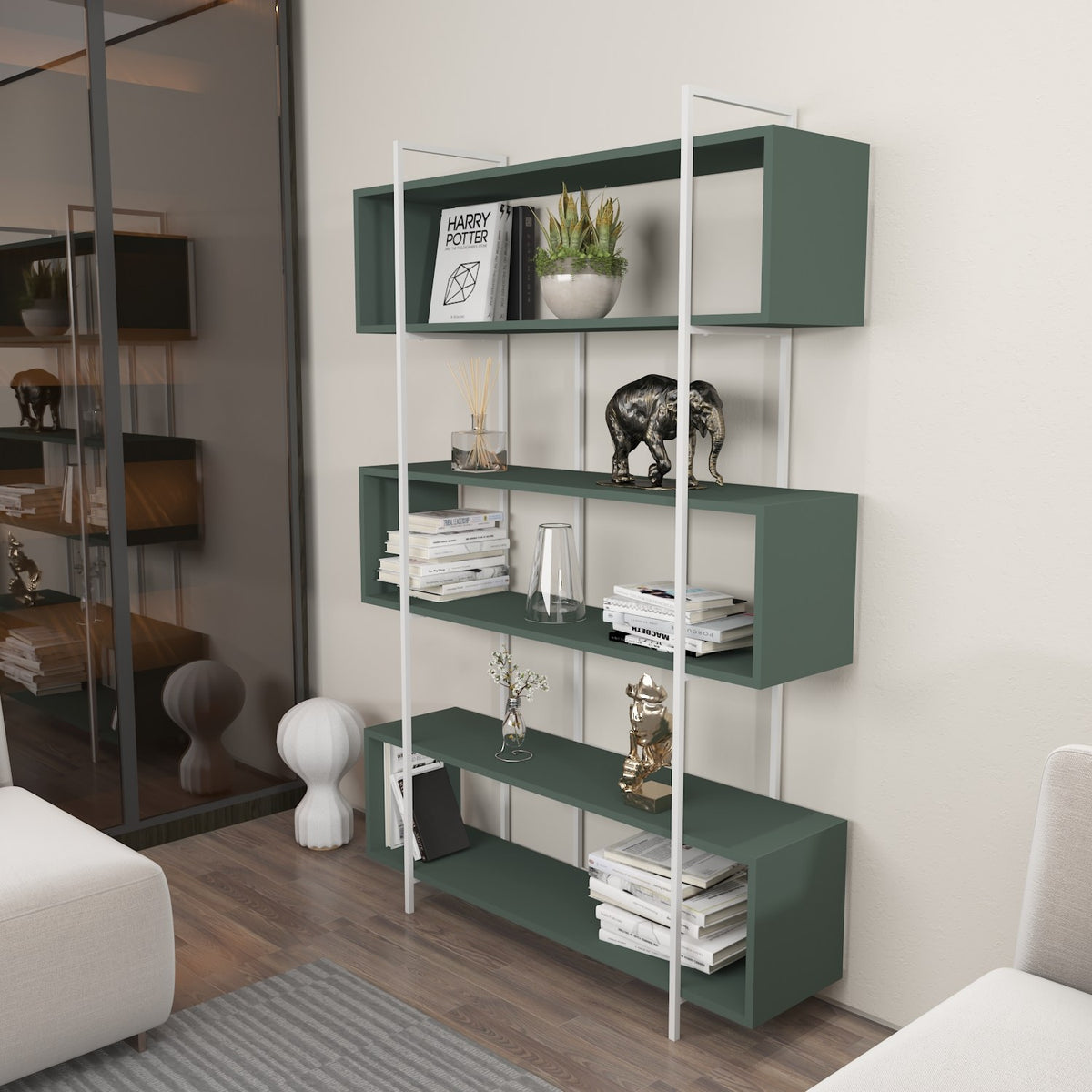 Βιβλιοθήκη 120 × 29,6 × 180 εκ. Πράσινο Λευκό GR875ZNA4512