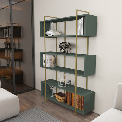 Βιβλιοθήκη 120 × 29,6 × 180 εκ. Πράσινο Χρυσό GR875ZNA4513
