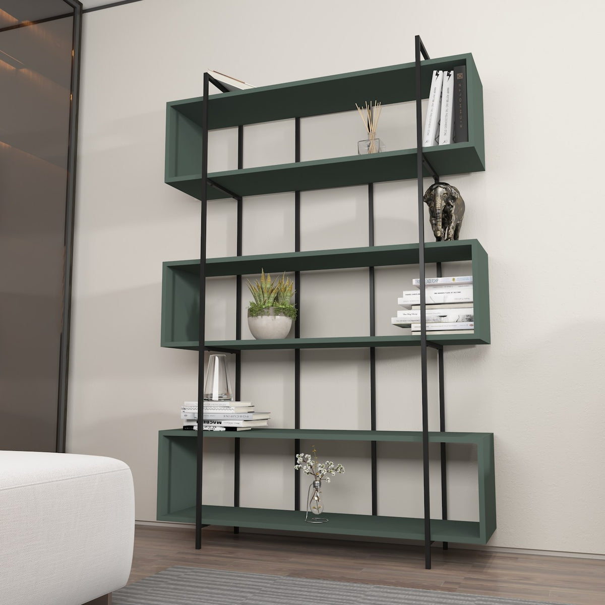 Βιβλιοθήκη 120 × 29,6 × 180 εκ. Πράσινο Μαύρο GR875ZNA4514