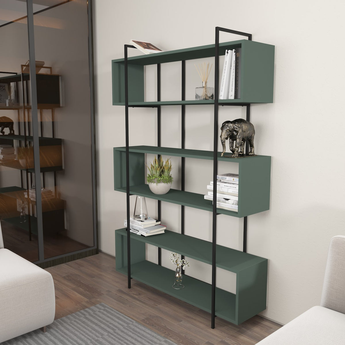 Βιβλιοθήκη 120 × 29,6 × 180 εκ. Πράσινο Μαύρο GR875ZNA4514