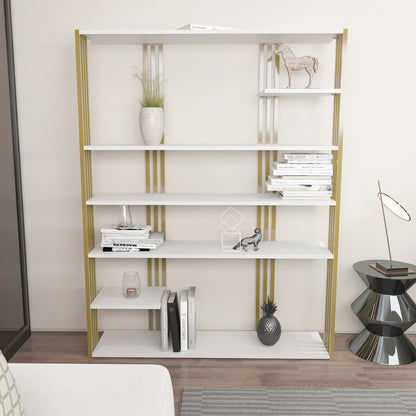 Βιβλιοθήκη 120 × 29,6 × 160 εκ. Λευκό Χρυσό GR875ZNA4519