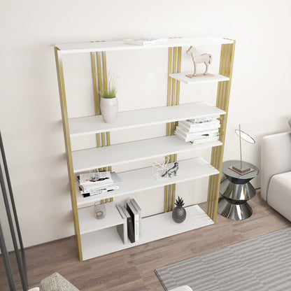 Βιβλιοθήκη 120 × 29,6 × 160 εκ. Λευκό Χρυσό GR875ZNA4519