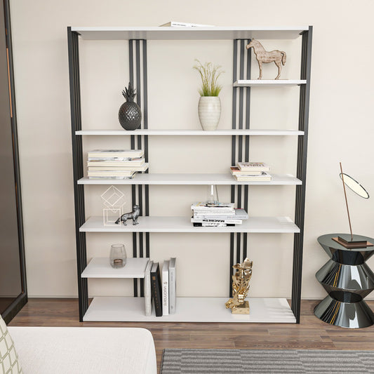 Βιβλιοθήκη 120 × 29,6 × 160 εκ. Λευκό Μαύρο GR875ZNA4520