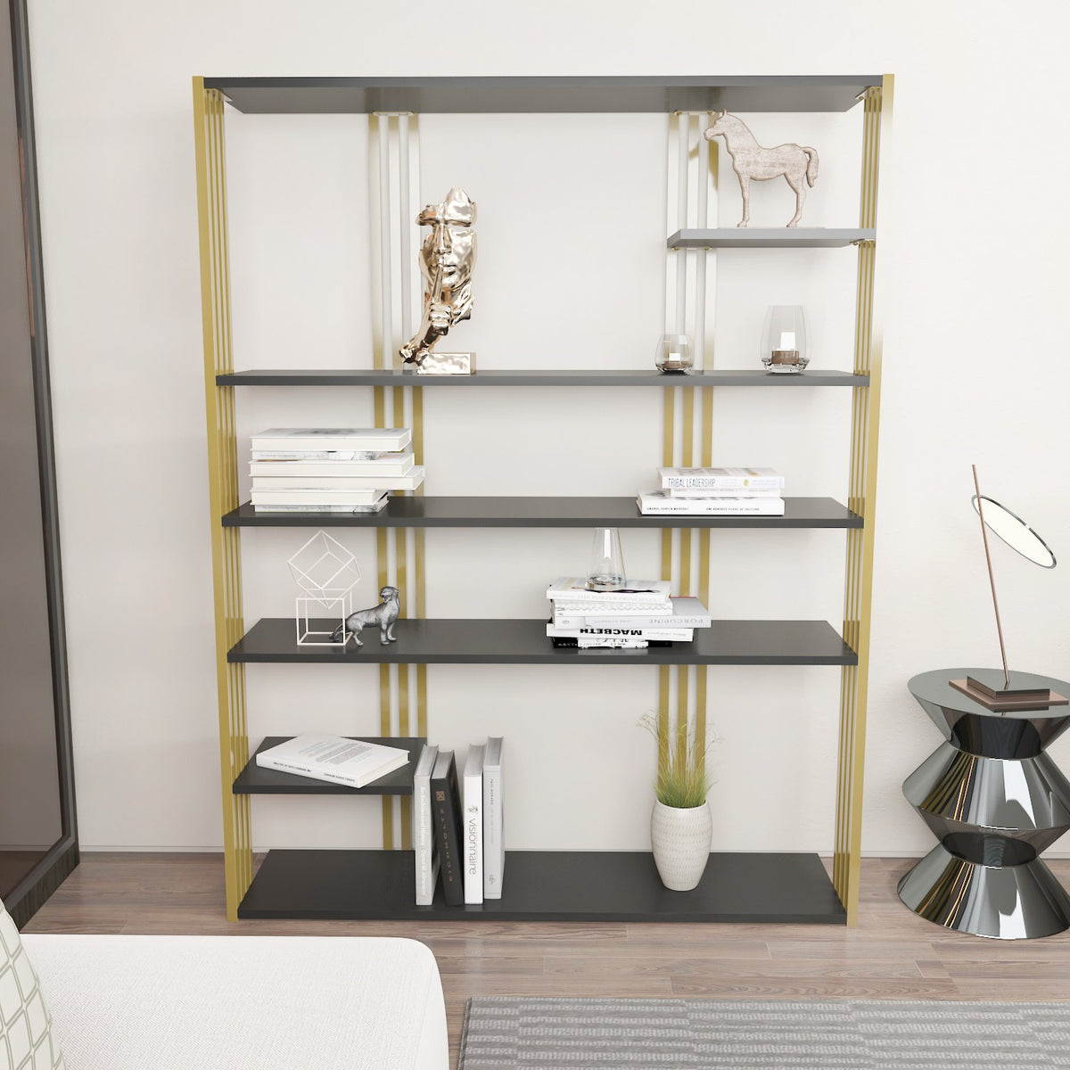 Βιβλιοθήκη 120 × 29,6 × 160 εκ. Ανθρακί Χρυσό GR875ZNA4522