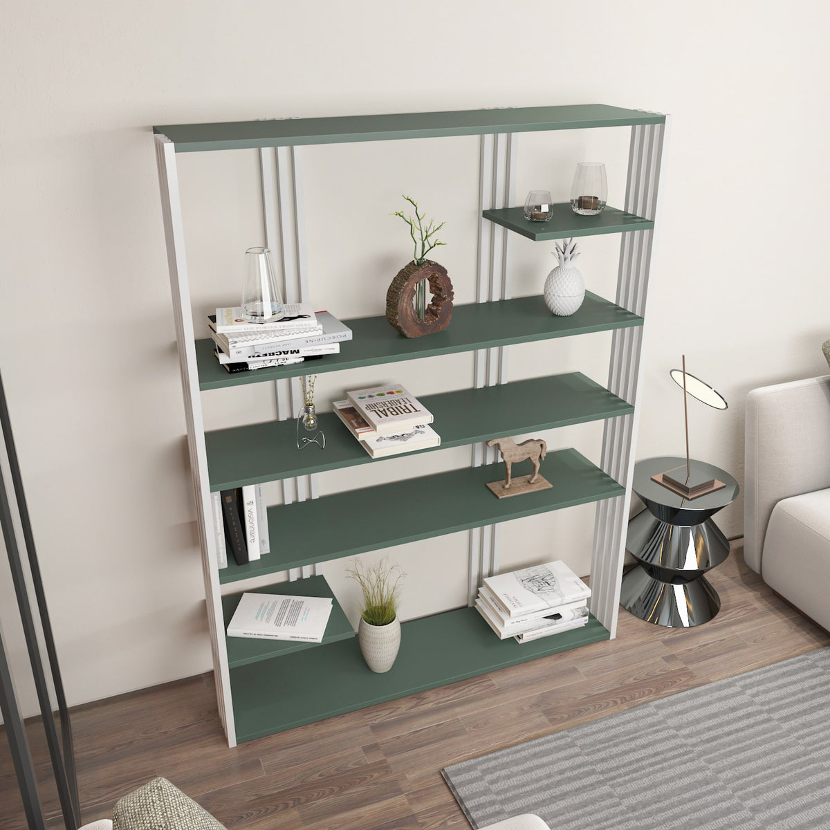 Βιβλιοθήκη 120 × 29,6 × 160 εκ. Πράσινο Λευκό GR875ZNA4523