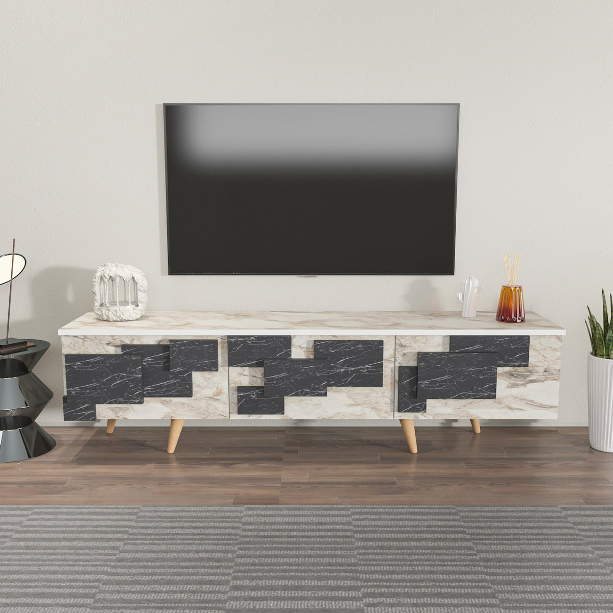 Έπιπλο Τηλεόρασης TV Βάση Σύνθεση Λευκό Marble | 875ZNA4582