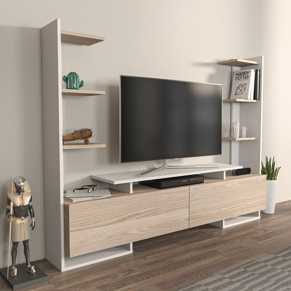 Έπιπλο Τηλεόρασης TV Βάση Σύνθεση Λευκό Δρυς | 875ZNA4587