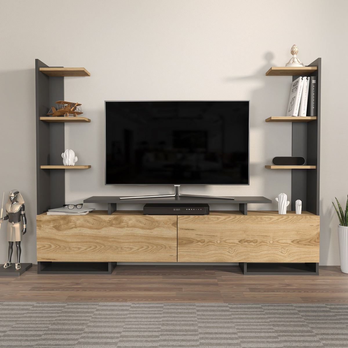 Έπιπλο Τηλεόρασης TV Βάση Σύνθεση Δρυς Μαύρο | 875ZNA4589