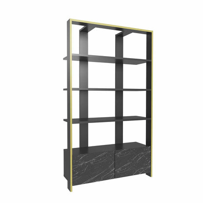 Βιβλιοθήκη 93,6 × 31,5 × 160 εκ. Μαύρο Marble GR875ZNA4616
