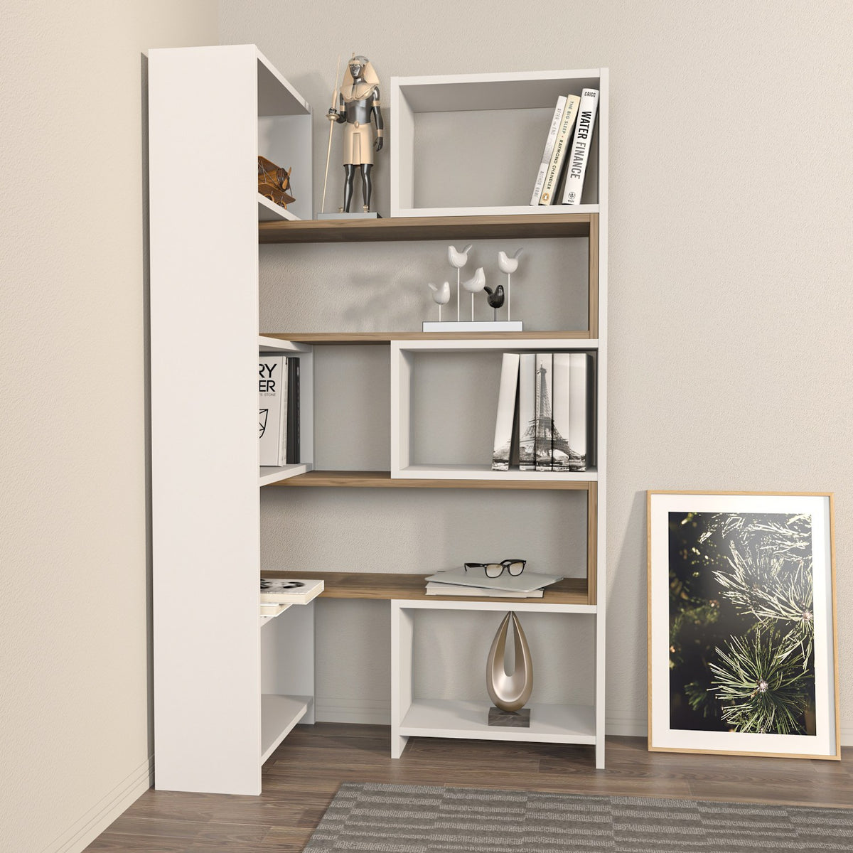 Βιβλιοθήκη 163,5 × 22 × 150 εκ. Λευκό Καρυδί GR875ZNA4624