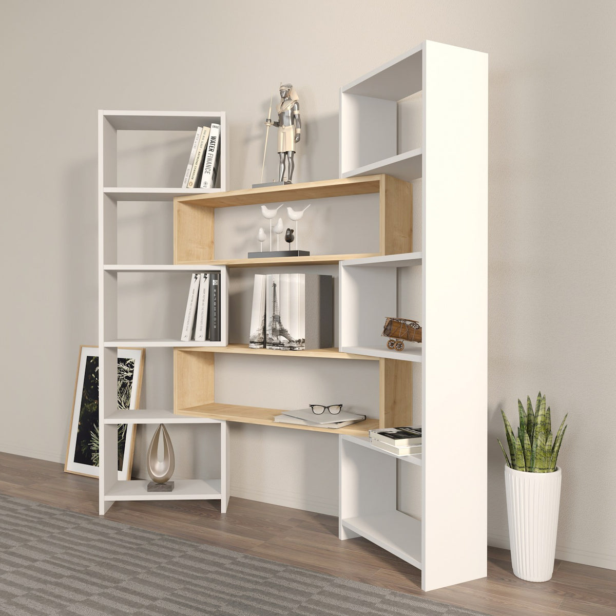 Βιβλιοθήκη 163,5 × 22 × 150 εκ. Λευκό Δρυς GR875ZNA4625