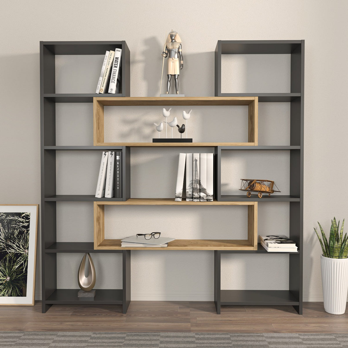 Βιβλιοθήκη 163,5 × 22 × 150 εκ. Μαύρο Δρυς GR875ZNA4626