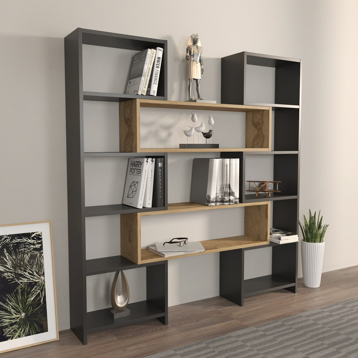 Βιβλιοθήκη 163,5 × 22 × 150 εκ. Μαύρο Δρυς GR875ZNA4626