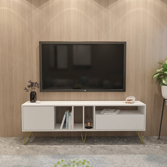 Έπιπλο Τηλεόρασης TV Βάση Σύνθεση Λευκό Χρυσό | 875ZNA5308