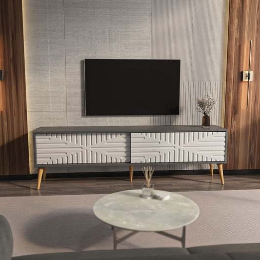 Έπιπλο Τηλεόρασης TV Βάση Σύνθεση Ανθρακί Λευκό | 875ZNA5316