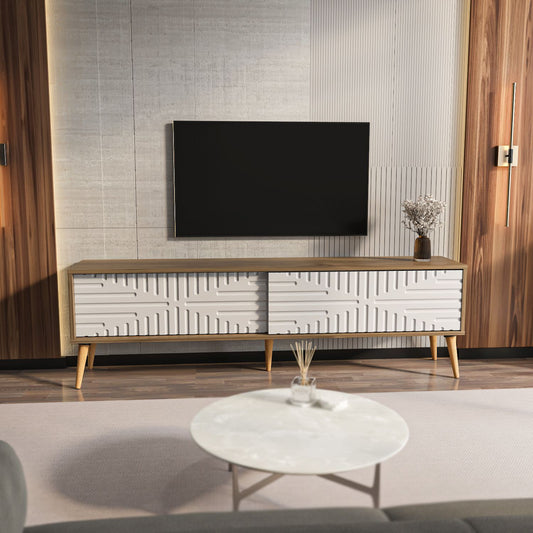 Έπιπλο Τηλεόρασης TV Βάση Σύνθεση Καρυδί Λευκό | 875ZNA5318