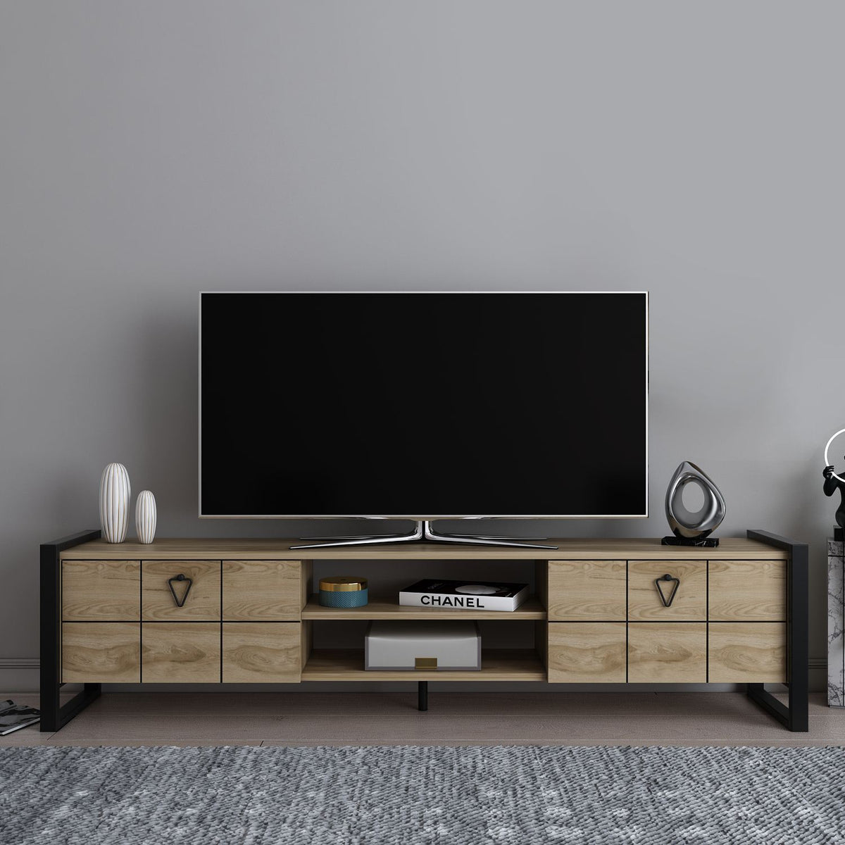 Έπιπλο Τηλεόρασης TV Βάση Σύνθεση Oud Δρυς Μαύρο | 875ZNA5321