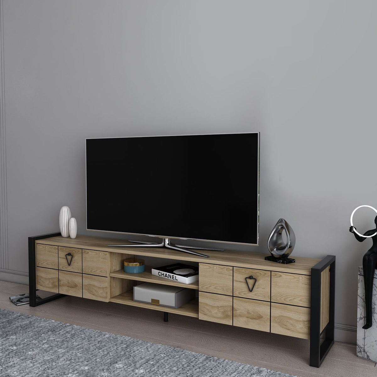 Έπιπλο Τηλεόρασης TV Βάση Σύνθεση Oud Δρυς Μαύρο | 875ZNA5321