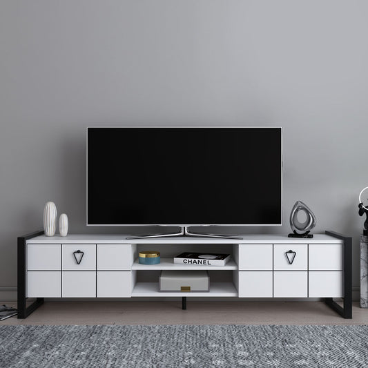 Έπιπλο Τηλεόρασης TV Βάση Σύνθεση Λευκό Μαύρο | 875ZNA5322
