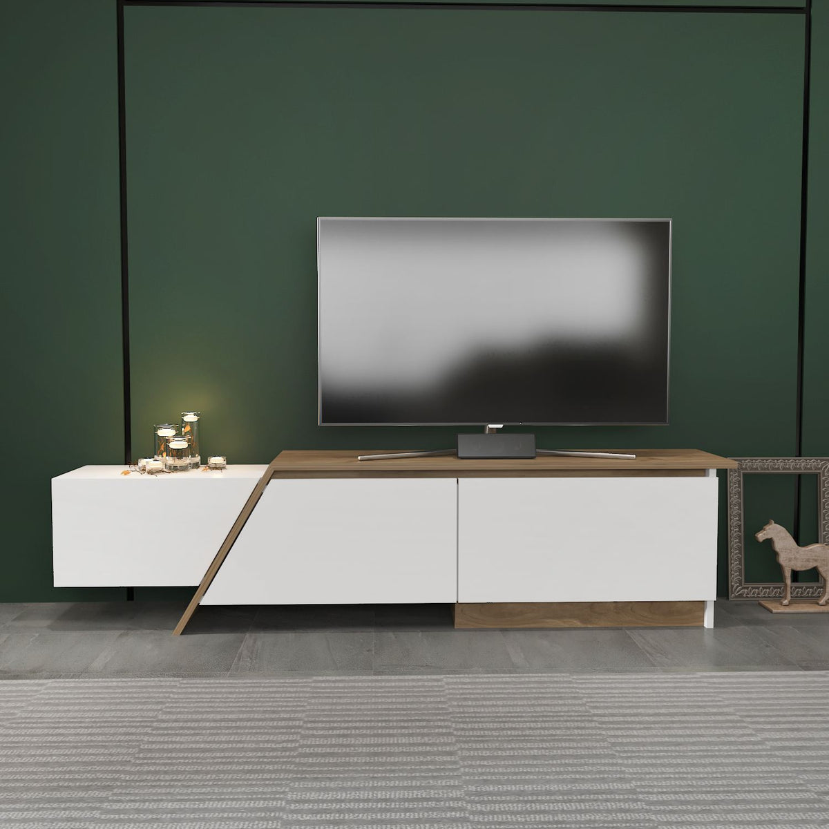 Έπιπλο Τηλεόρασης TV Βάση Σύνθεση Λευκό Καρυδί | 875ZNA5327