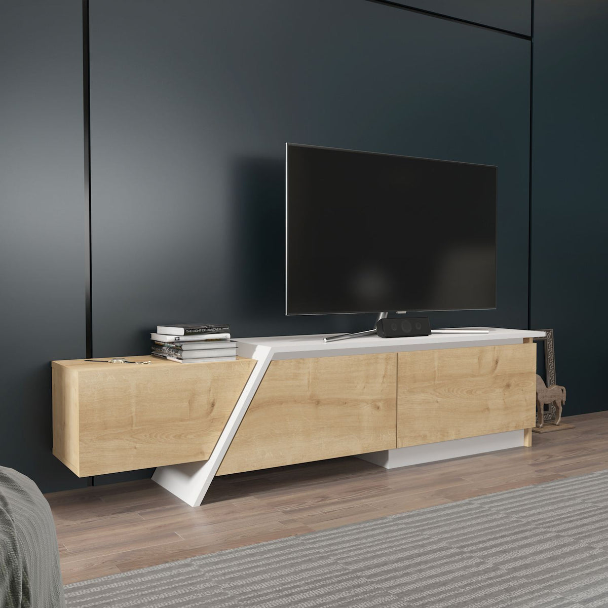 Έπιπλο Τηλεόρασης TV Βάση Σύνθεση Sapphire Δρυς Λευκό | 875ZNA5332