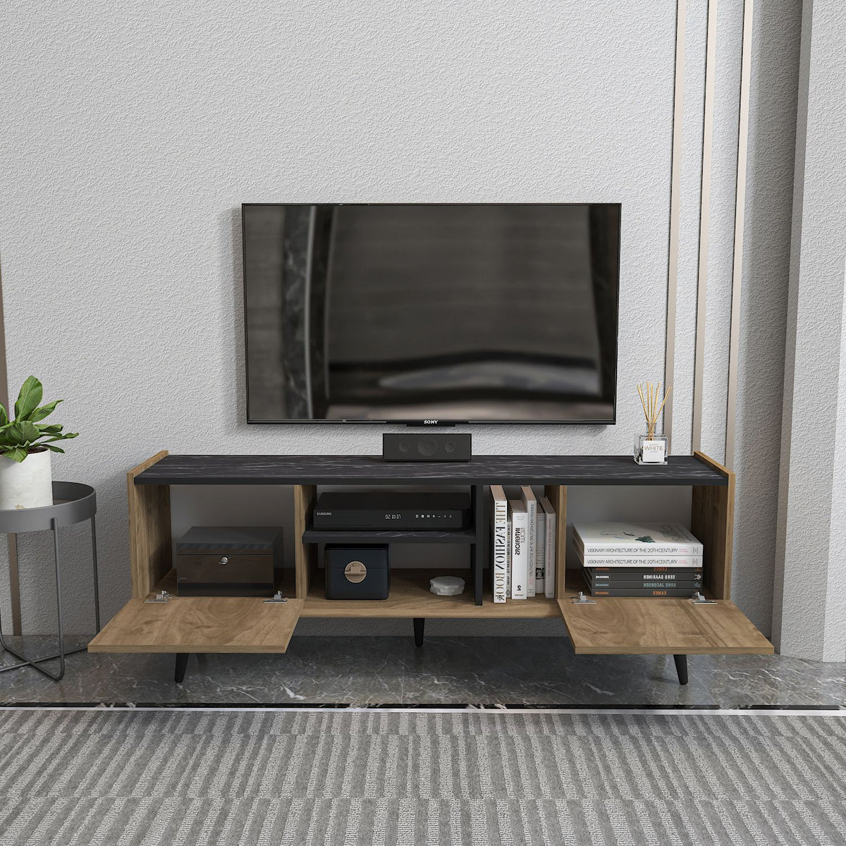Έπιπλο Τηλεόρασης TV Βάση Σύνθεση Καρυδί Bendire | 875ZNA5348