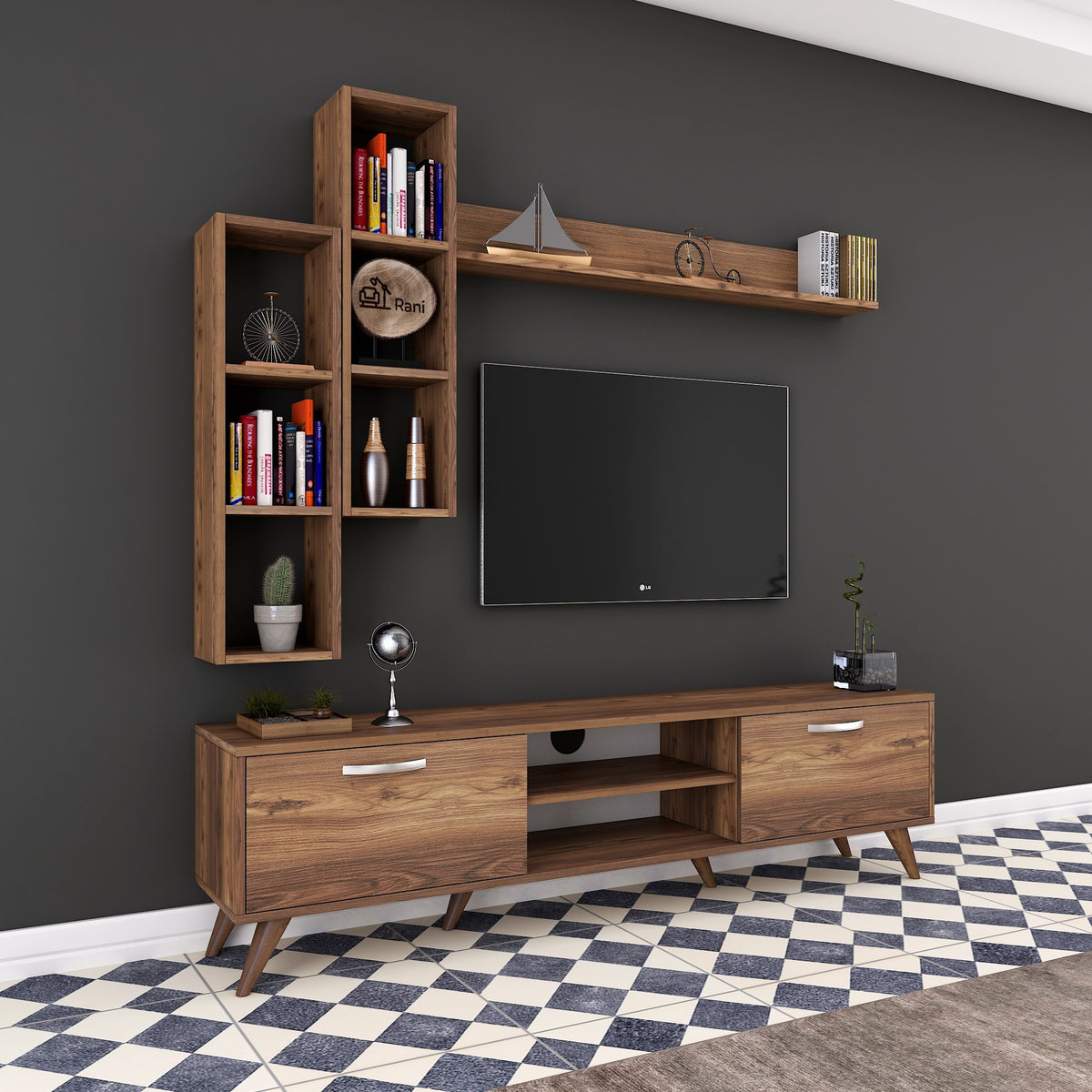 Έπιπλο Τηλεόρασης TV Βάση Σύνθεση Καρυδί | 893RAN1359