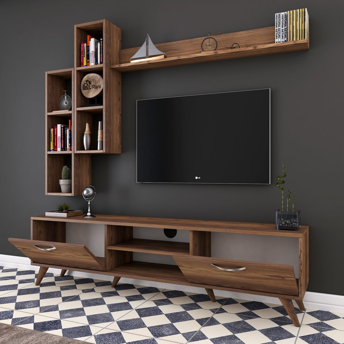 Έπιπλο Τηλεόρασης TV Βάση Σύνθεση Καρυδί | 893RAN1359