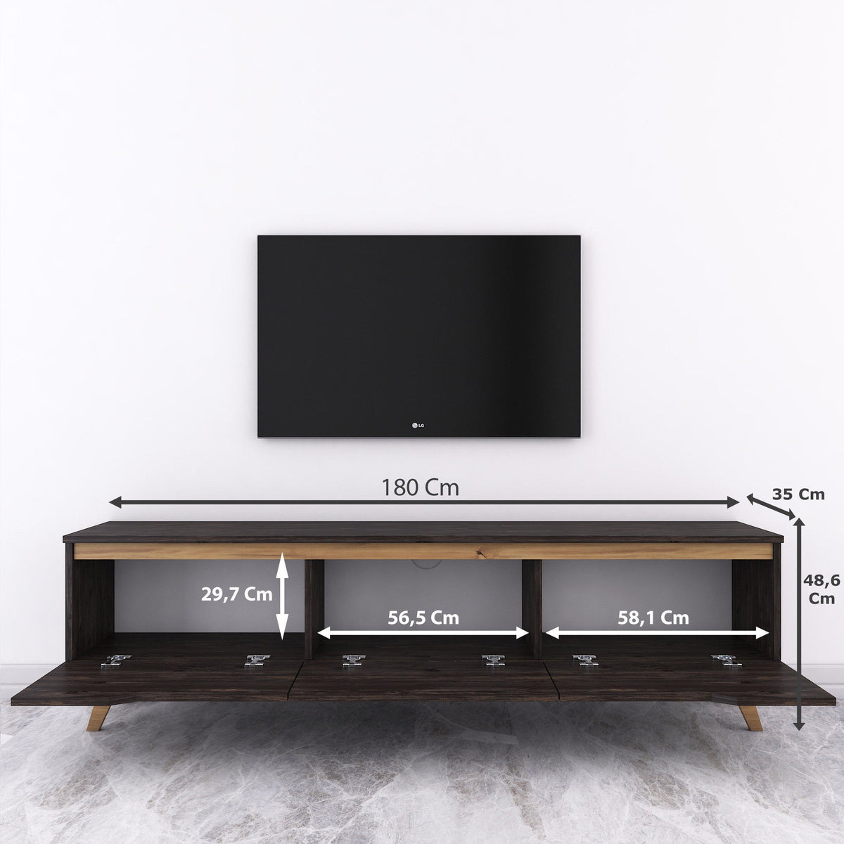 Έπιπλο Τηλεόρασης TV Βάση Σύνθεση Μαύρο Καρυδί | 893RAN3101