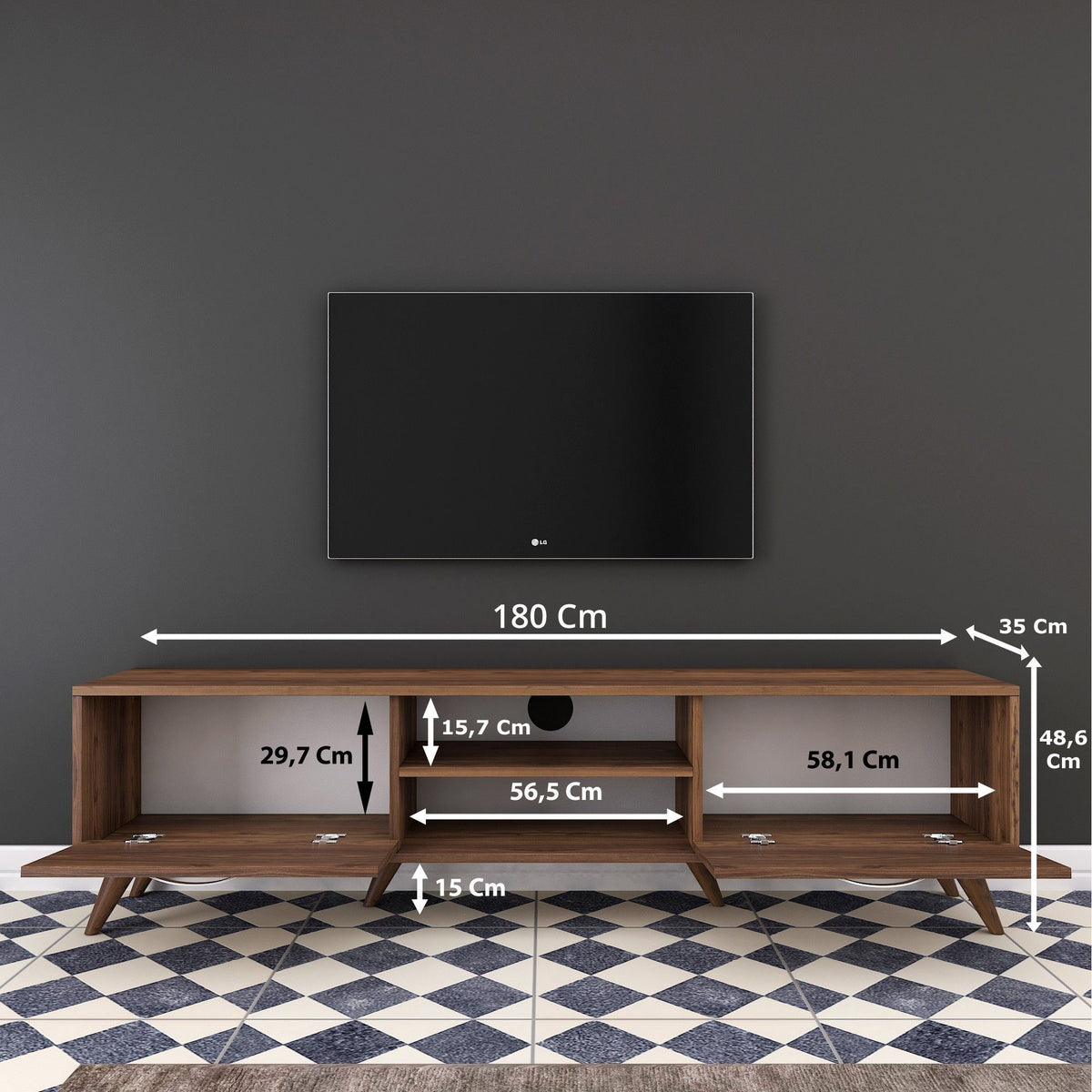 Έπιπλο Τηλεόρασης TV Βάση Σύνθεση Καρυδί | 893RAN3110