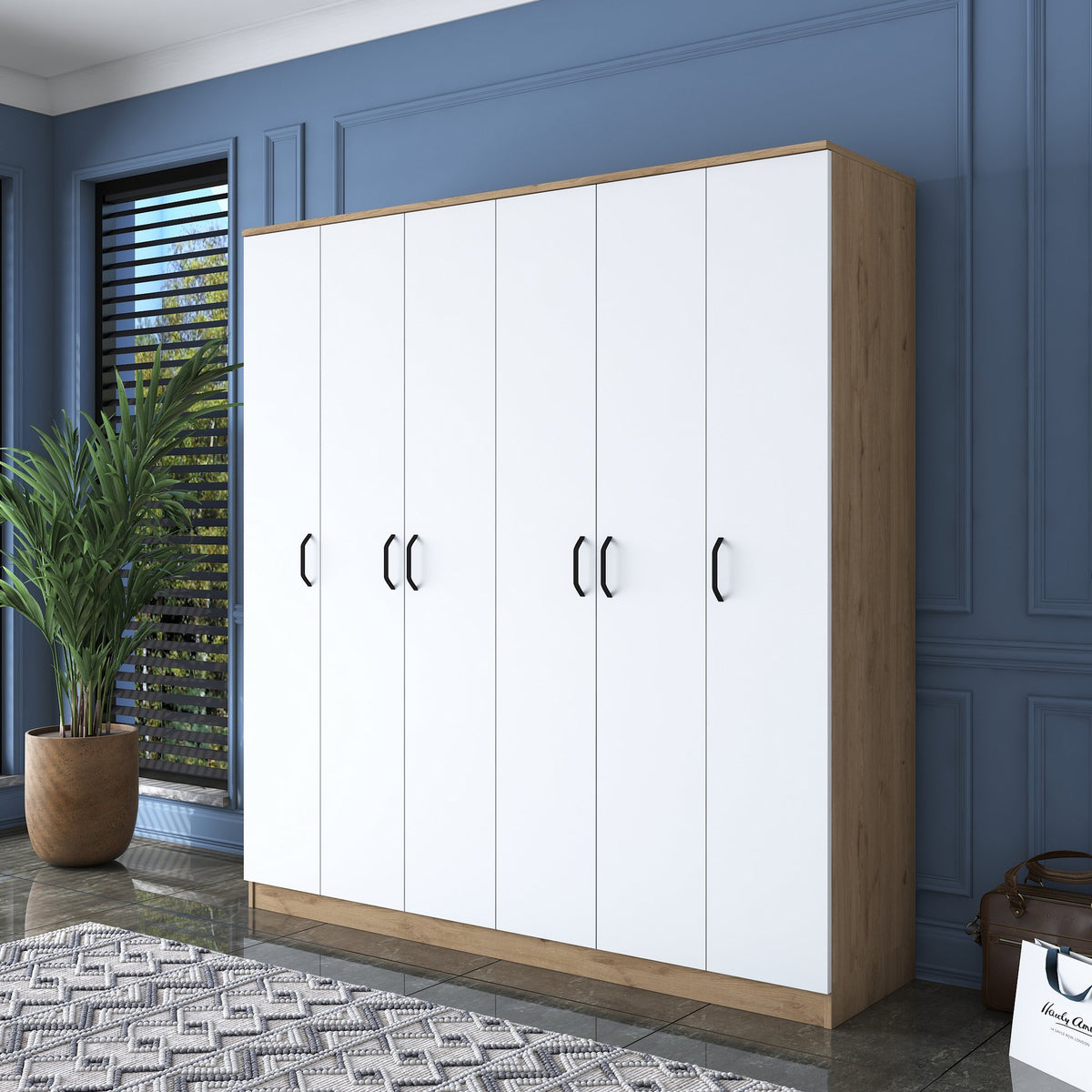 Ντουλάπα 180x190.8x47.3 εκ Walnut White 893RAN4550