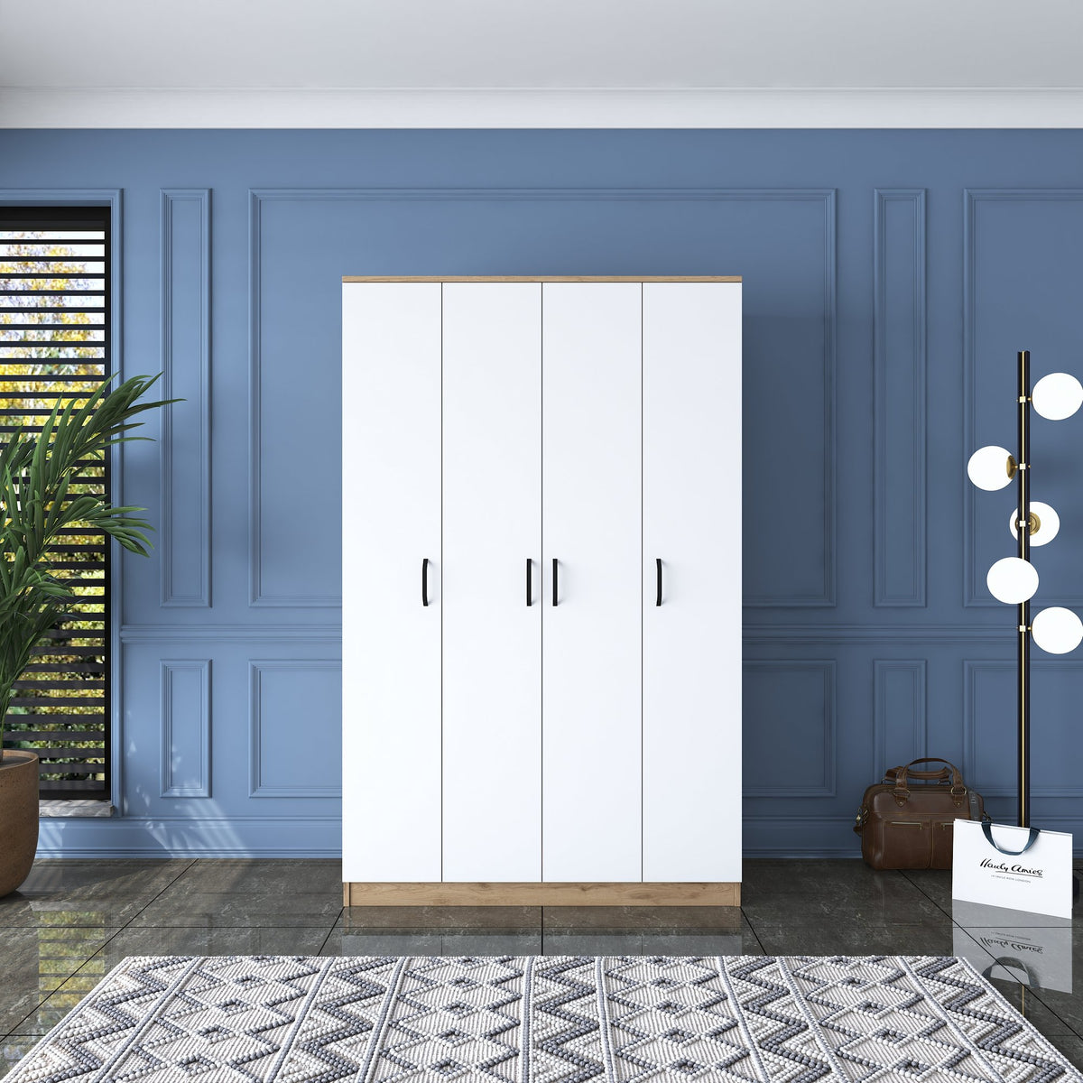 Ντουλάπα 120x190.8x47.3 εκ Walnut White 893RAN4552