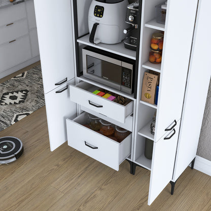 Βοηθητικό Ντουλάπι Κουζίνας με Ράφια 140x40x198,6 εκ. – Πολυλειτουργικό Λευκό Ντουλάπι Αποθήκευσης Ράφι Κουζίνας 893RAN4949