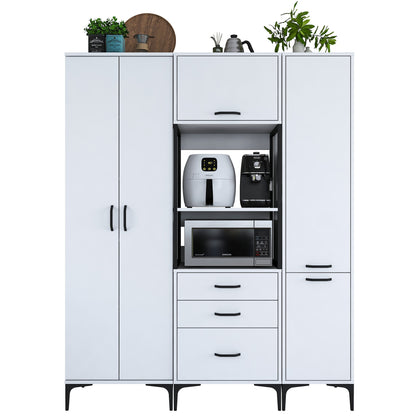 Βοηθητικό Ντουλάπι Κουζίνας με Ράφια 160x40x198,6 εκ. – Ψηλή Λευκή Ντουλάπα Αποθήκευσης Πολλαπλών Χρήσεων Ράφι Κουζίνας 893RAN4953
