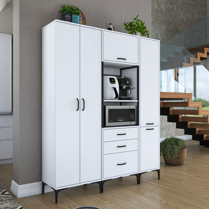 Βοηθητικό Ντουλάπι Κουζίνας με Ράφια 160x40x198,6 εκ. – Ψηλή Λευκή Ντουλάπα Αποθήκευσης Πολλαπλών Χρήσεων Ράφι Κουζίνας 893RAN4953