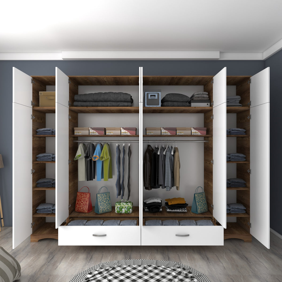 Ντουλάπα 243x226x48.3 εκ Walnut White 893RAN4994