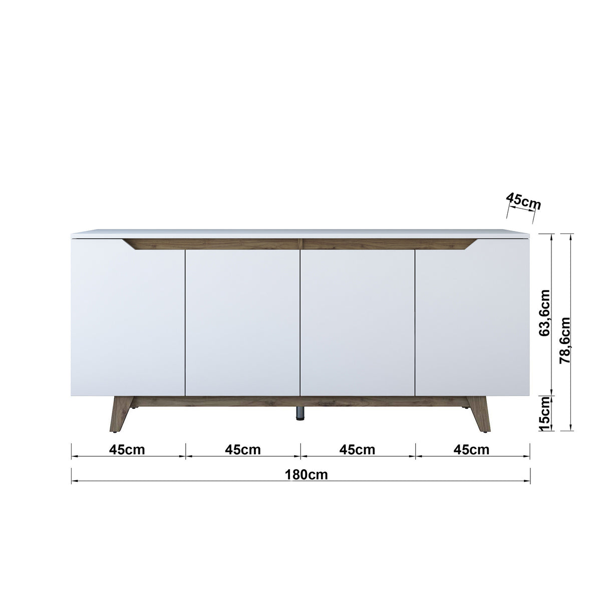 Μπουφές Λευκό
Καρυδί 180x45x78,6cm | 893RAN5102