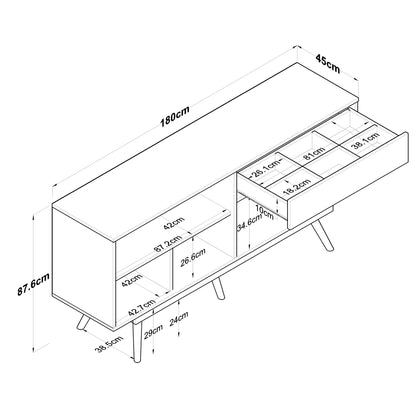 Μπουφές Καρυδί
Λευκό 180x45x87,6cm | 893RAN5112