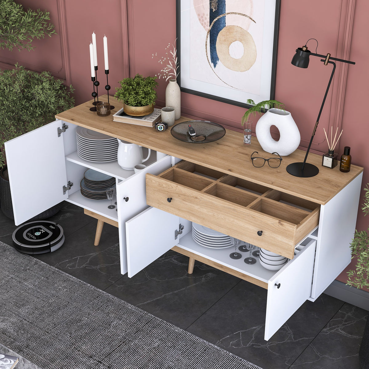 Μπουφές Καρυδί
Λευκό 180x45x87,6cm | 893RAN5112
