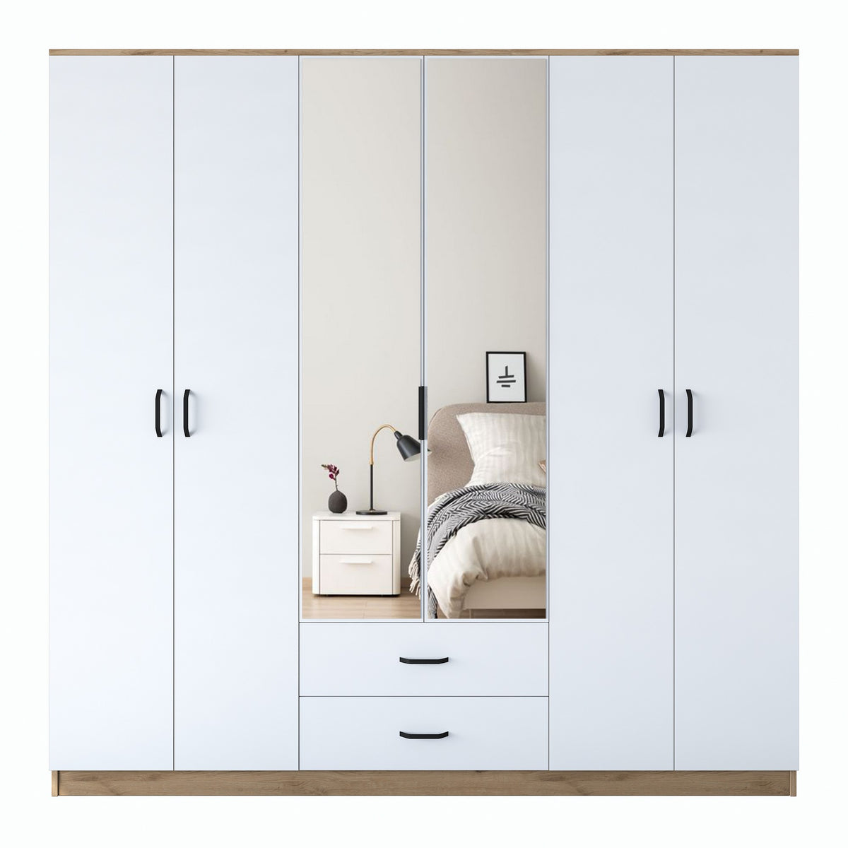 Ντουλάπα 210x210x51.5 εκ Walnut White 893RAN5405