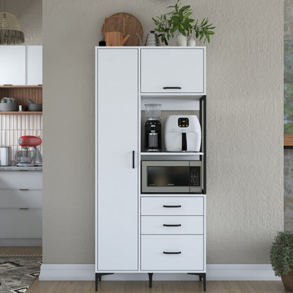 Βοηθητικό Ντουλάπι Κουζίνας Λευκό 90x40x198,6 εκ. με Ρυθμιζόμενα Ράφια – Ντουλάπα Αποθήκευσης Πολλαπλών Χρήσεων Ράφι Κουζίνας 893RAN5436