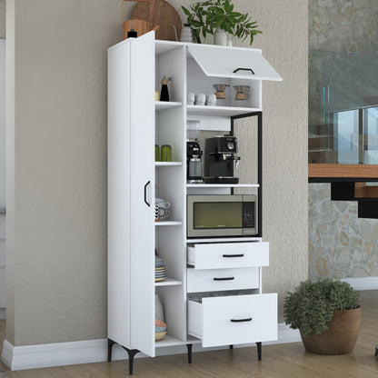 Βοηθητικό Ντουλάπι Κουζίνας Λευκό 90x40x198,6 εκ. με Ρυθμιζόμενα Ράφια – Ντουλάπα Αποθήκευσης Πολλαπλών Χρήσεων Ράφι Κουζίνας 893RAN5436